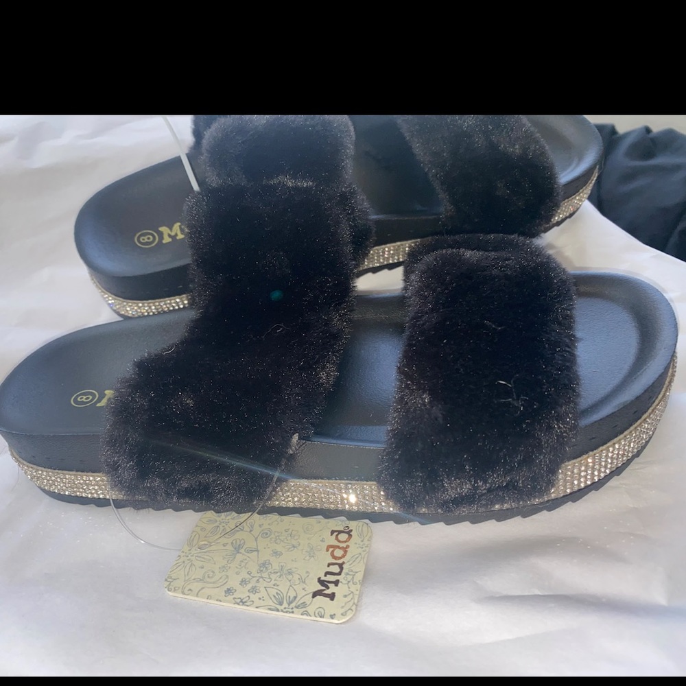 Mudd fur rhinestone sandal